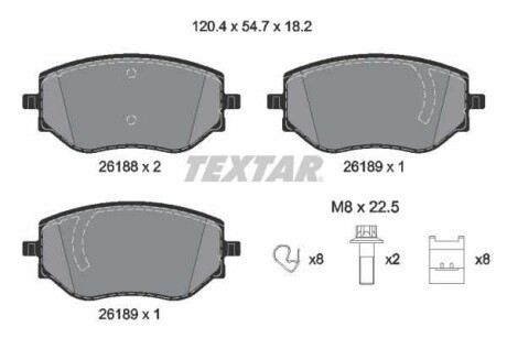 Фото автозапчасти комплект тормозных колодок передний DACIA SANDERO III; NISSAN MICRA V; RENAULT CLIO V 1.0/1.0LPG/1.5D 12.18- TEXTAR 2618801