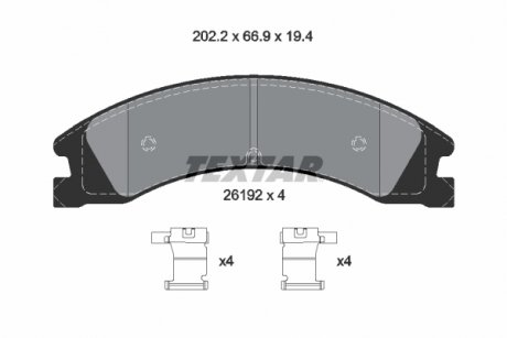 Фото автозапчасти тормозная колодка в сборе сзади FORD USA F450 6.8 01.08- TEXTAR 2619201