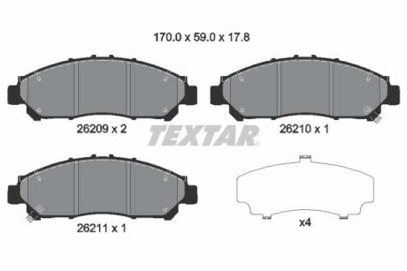 Фото автозапчасти комплект тормозных колодок передний TOYOTA HIACE VI 2.8D 05.19- TEXTAR 2620901