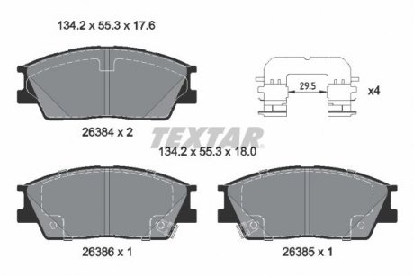 Фото автозапчасти комплект тормозных колодок спереди (с аксессуарами) HYUNDAI VENUE; KIA SOUL III 1.6/2.0 01.19- TEXTAR 2638401