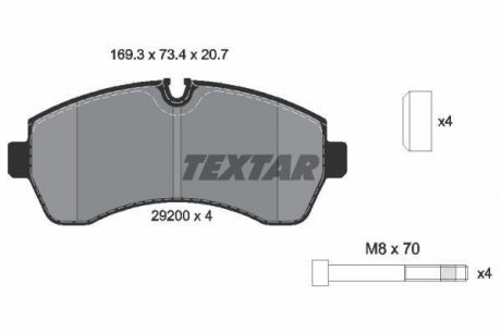 Комплект тормозных колодок, дисковый тормоз TEXTAR 2920001 (фото 1)