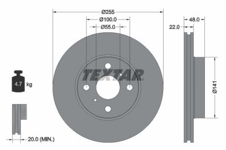 Фото автозапчасти гальмівний диск TEXTAR 92077203