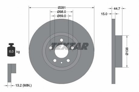 Гальмівний диск TEXTAR 92096400 (фото 1)