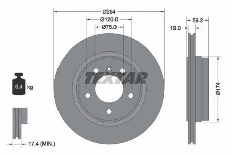 Тормозной диск задний левая/правая BMW 3 (E46) 1.9-2.8 02.98-12.07 TEXTAR 92097303