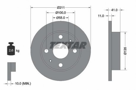 Тормозной диск TEXTAR 92103700 (фото 1)