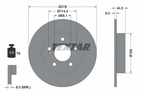 Тормозной диск задний левая/правая INFINITI I30, J30; NISSAN MAXIMA / MAXIMA QX IV, MAXIMA / MAXIMA QX V 2.0-3.5 01.92- TEXTAR 92113103 (фото 1)