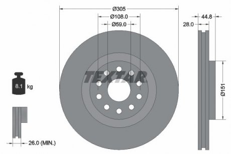 Фото автозапчасти тормозной диск TEXTAR 92115800