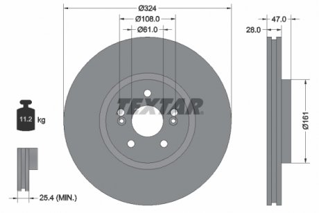 Тормозной диск передний левый/правый RENAULT ESPACE IV, VEL SATIS 2.0-3.5 06.02- TEXTAR 92119405 (фото 1)