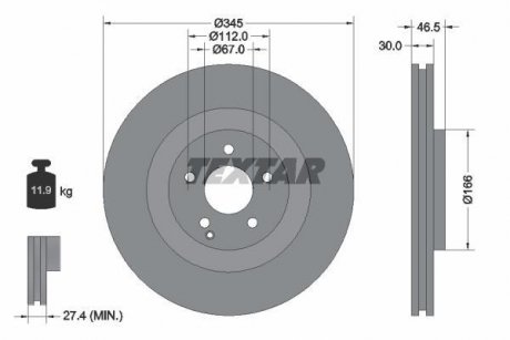 Тормозной диск TEXTAR 92123603 (фото 1)