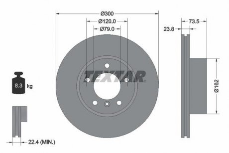 Тормозной диск передний левый/правый (без штифта крепления колеса) BMW 1 (E81), 1 (E82), 1 (E87), 1 (E88), 3 (E90), 3 (E91), 3 (E92), 3 (E93), Z4 (E89) 1.6-3.0 06.04-08.16 TEXTAR 92137705 (фото 1)