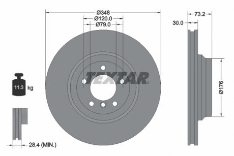 Тормозной диск передний левый/правый BMW 3 (E90), 3 (E91), 3 (E92), 3 (E93), X1 (E84) 3.0/3.0D 12.04-12.13 TEXTAR 92155305