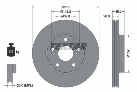 Тормозной диск TEXTAR 92163700