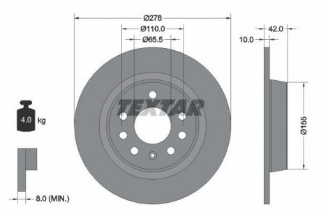 Тормозной диск TEXTAR 92167603