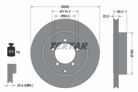 Тормозной диск задний левая/правая (без штифта крепления колеса) MITSUBISHI LANCER VI, LANCER VII 2.0 01.98-09.07 TEXTAR 92170603 (фото 1)