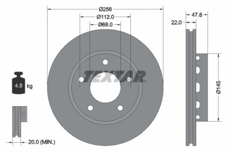 Гальмівний диск задній лівий/правий AUDI A4 B5; Volkswagen PASSAT B5.5 1.8-4.0 01.95-05.05 TEXTAR 92174205 (фото 1)