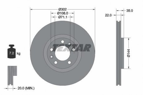 Тормозной диск TEXTAR 92197103 (фото 1)