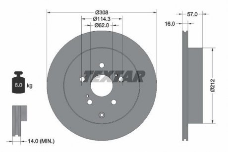 Гальмівний диск TEXTAR 92222200 (фото 1)