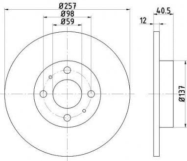 Тормозной диск передний левый/правый (без штифта крепления колеса) ALFA ROMEO 145, 146; FIAT 500, 500 C, BRAVA, BRAVO I, MAREA, PANDA, PUNTO, TEMPRA, TIPO; LANCIA DEDRA, DELTA II 0.9-1.9D 07.87- TEXTAR 92236703 (фото 1)