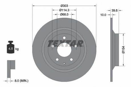 Диск тормозной (задний) Mazda CX-5/CX-8 11- (303x10) PRO TEXTAR 92242703 (фото 1)