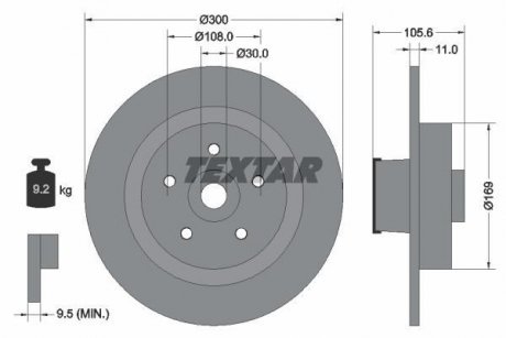 Гальмівний диск TEXTAR 92252903 (фото 1)