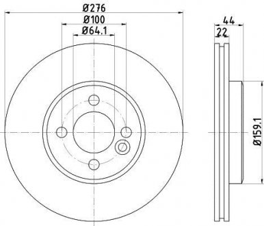 Тормозной диск передний левый/правый (без штифта крепления колеса) MINI (R50, R53), (R52) 1.4D/1.6 06.01-07.08 TEXTAR 92262403