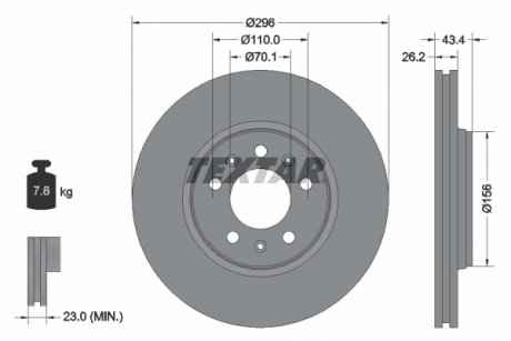 Тормозной диск передний левый/правый (без штифта крепления колеса) OPEL GT 2.0 06.07-12.11 TEXTAR 92270605