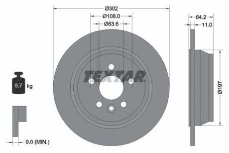 Фото автозапчасти диск гальмівний (задній) Land Rover Freelander 06- (302x11) TEXTAR 92283003