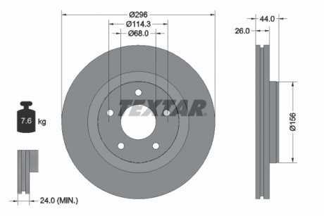Тормозной диск передний левый/правый (без штифта крепления колеса) NISSAN JUKE, PULSAR 1.6 06.10- TEXTAR 92285905
