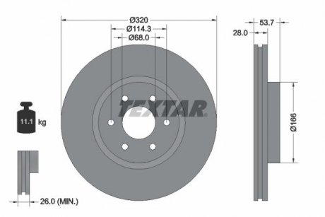 Гальмівний диск передній лівий/правий (без штифта кріплення колеса) MERCEDES X (470) 2.3D/3.0D 09.17- TEXTAR 92296503