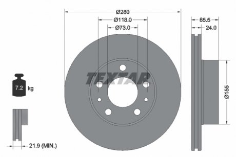 Тормозной диск передний левый/правый CITROEN JUMPER; FIAT DUCATO 1.9D-3.0D 02.94- TEXTAR 92305203 (фото 1)
