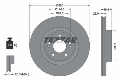 Фото автозапчасти tarcza ham. kia p. stinger 2,2 crdi 17- TEXTAR 92323605