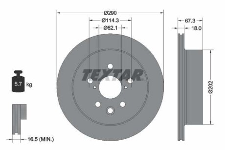 Фото автозапчасти тормозной диск задний левая/правая LEXUS IS III 2.0/2.5 04.13- TEXTAR 92334403 (фото 1)