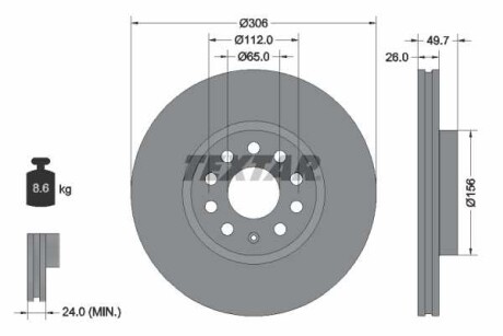 Фото автозапчасти тормозной диск передний левый/правый AUDI A3; Volkswagen GOLF VIII 1.0-2.0D 07.19- TEXTAR 92334805