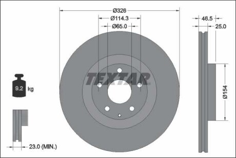 Фото автозапчасти тормозной диск передний левый/правый MAZDA MX-30 Electric 05.20- TEXTAR 92337603