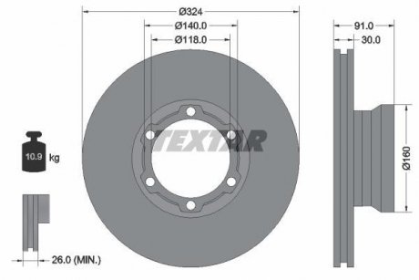 Тормозной диск TEXTAR 93087600