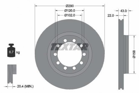 Гальмівний диск TEXTAR 93117400 (фото 1)
