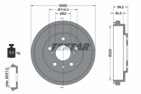 Фото автозапчастини задній гальмівний барабан SUZUKI SX4 1.5-2.0D 06.06- TEXTAR 94047600