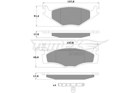 Фото автозапчасти колодки тормозные передние Seat Ibiza 93-02/ VW Polo 85-01 TOMEX TX 10-141