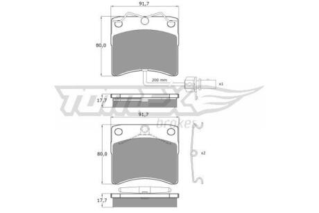 Фото автозапчасти колодки тормозные передние VW T4 90-03 (с датчиком) TOMEX TX 10-641