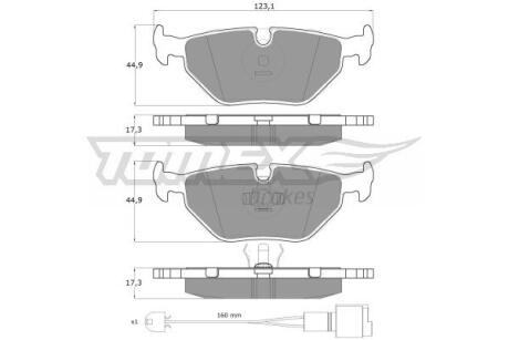 Фото автозапчасти колодки тормозные задние BMW 3 E30/E36 86-99/ 5 E34 87-96/ 7 E32 85-94/ Z1 88-91/ Z3 E36 97-03 (с датчиком) TOMEX TX 10-701