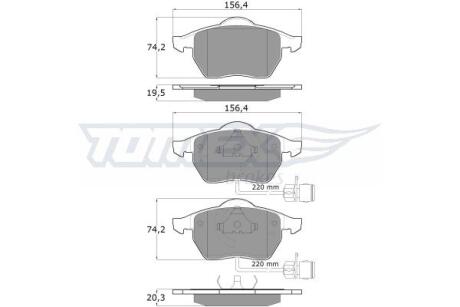 Фото автозапчастини колодки тормозные передние Audi 100 90-94/ A6 C4 94-98 TOMEX TX 10-941