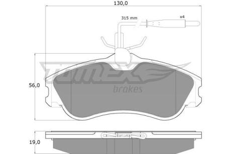 Фото автозапчастини колодки тормозные передние Citroen Berlingo 98-11/ Peugeot Partner 96-15 TOMEX TX 11-12