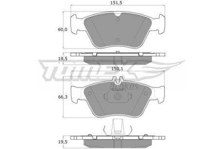 Фото автозапчастини колодки тормозные передние Mercedes Benz C208 97-03/ W202 93-01/ W210 95-03/ R170 96-04 TOMEX TX 11-47