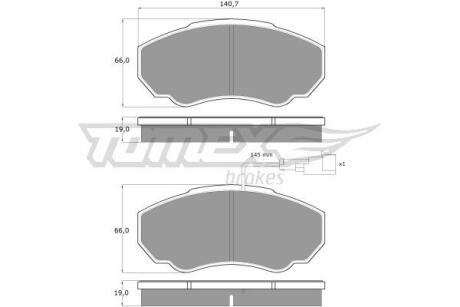 Фото автозапчасти колодки тормозные передние Citroen Jumper 99-06/ Fiat Ducato 98-/ Peugeot Boxer 94-06 TOMEX TX 12-45