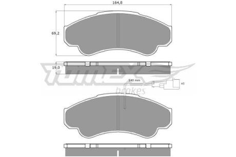 Фото автозапчасти колодки тормозные передние Fiat Ducato 94-/ Citroen Jumper 94-06/ Peugeot Boxer 94-06 TOMEX TX 12-47