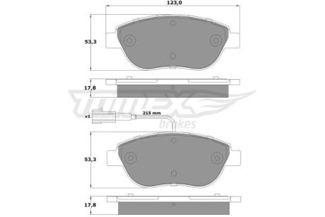 Фото автозапчастини колодки тормозные передние Fiat Doblo 00-/ Qubo 08-/ Stilo 01-08/ Citroen Nemo/Peugeot Bipper 08- TOMEX TX 12-48