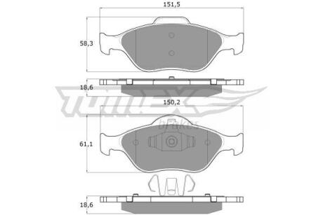 Фото автозапчастини колодки тормозные передние Ford Fiesta 96-08/ Fusion 02-12/ Puma 97-02/ Mazda 2 03-07 TOMEX TX 12-55