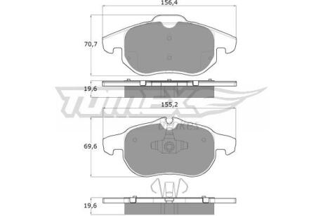 Фото автозапчасти колодки тормозные передние Fiat Croma 05-11/ Opel Astra H 04-10/ Vectra 02-09/ Zafira 05-10 TOMEX TX 13-04