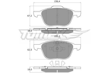 Фото автозапчасти колодки тормозные передние Ford Transit Connect 18-/ Kuga 08-12/ Focus03-20/ Mazda 3/5 03-14/ Volvo C30/S40/V40/V50 03-19 TOMEX TX 13-05