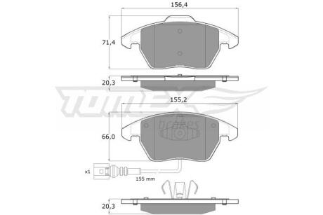 Фото автозапчасти колодки тормозные передние VW Caddy/Golf/Jetta/Passat/Touran/ Skoda Fabia/Octavia 03 - TOMEX TX 13-11